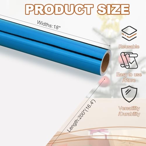 PATIKIL Metallic Wrapping Paper for Gift Christmas Wedding Birthday Women Men Blue