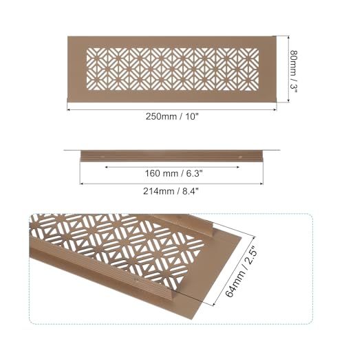 PATIKIL Heavy Duty Aluminum Grille Ventilation Cover, 10 x 3 Inch for Cabinet Wardrobe Door, Brown