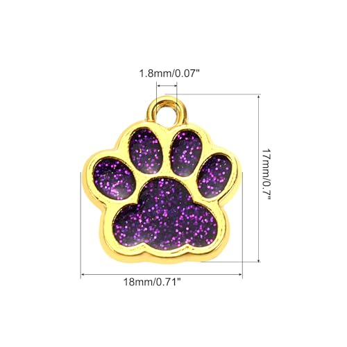 PATIKIL Animal Dog Cat Paw Print Pendants for DIY Jewelry Making Purple
