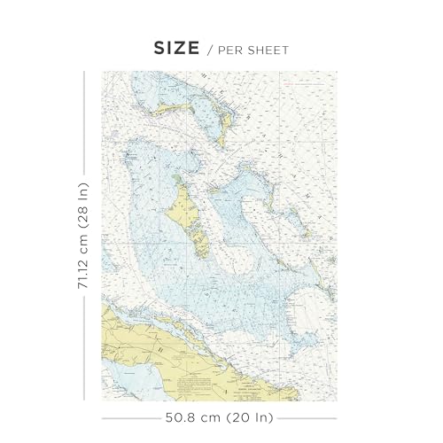 Journo Nautical Wrapping Paper Sheets for Travelers Holidays & Birthdays - Durable Nautical Map Design, 5 Sheets, 28 x 2