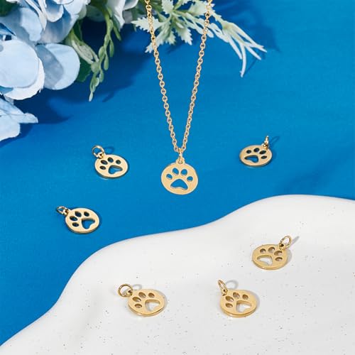 UNICRAFTALE Golden Animal Paw Prints Charms for Jewelry Making DIY Dog Lovers
| UNICRAFTALE Stainless Steel Cat Dog Foo