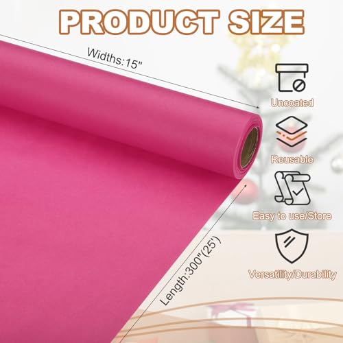 PATIKIL Dark Pink Kraft Packing Paper Roll, 15" x 300' (25'), 70 GSM for Gift Wrapping and Poster Bulletin Board
| PATI
