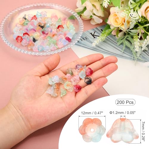 PATIKIL Glass Trumpet Flower Beads for Jewelry Making DIY Craft Orange Blue