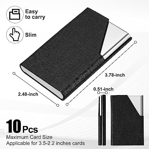 PATIKIL Professional Business Card Holder Case for Men & Women - Black, Luxury PU Leather & Stainless Steel, Magnetic Cl
